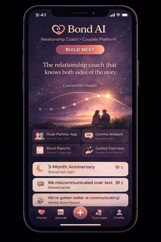Bond AI app on a phone showing connection health and insights
